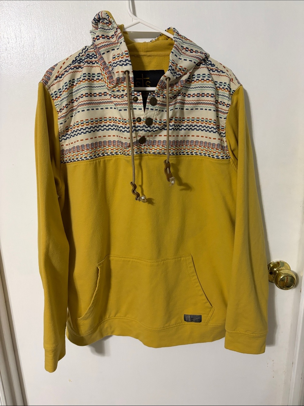 STS Yellow Patterned Hooded Fleece Pullover